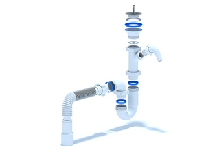 Сифон для мойки АНИПласт D1015 1 1/2 дюйма 40 мм прямоточный с отводом для стиральной машины и гибкой трубой 40х40/50 мм (D1015)