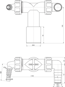 Двойной штуцер DN 40/32 / 8–23 с клапанами AlcaPlast P156Z
