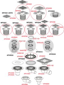 Сливной трап AlcaPlast APV31 105×105/50 мм боковой сток, решетка из нержавеющей стали, гидрозатвор комбинированный SMART
