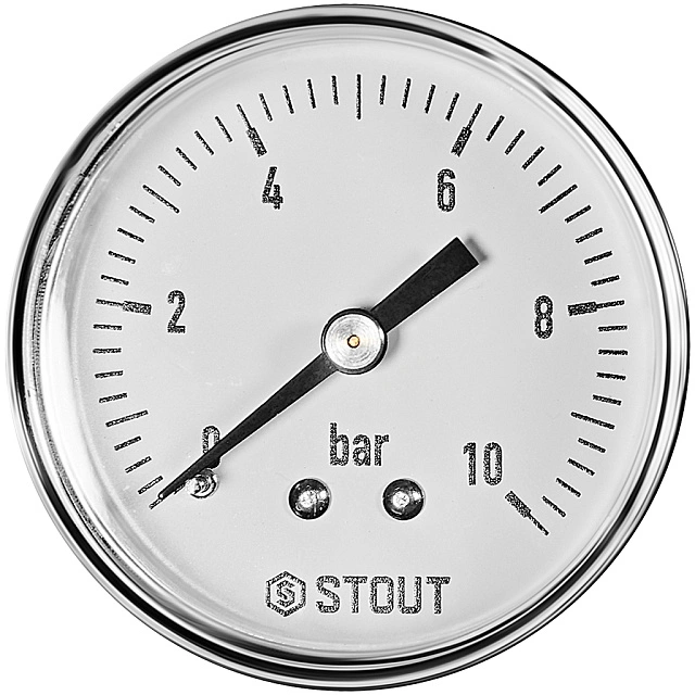 Манометр аксиальный STOUT корпус Dn 50 мм 1/4 , 0...10 бар, кл.2.5 (SIM-1009-501008)