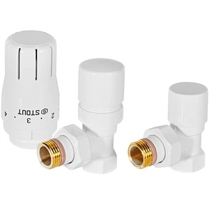 Комплект клапанов термостатических STOUT Design белый, угловой 1/2 (SVTDK-0002-000015W)