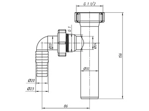 Отвод для стиральной машины АНИПласт M120 1 1/2 дюйма х 32 мм (M120)