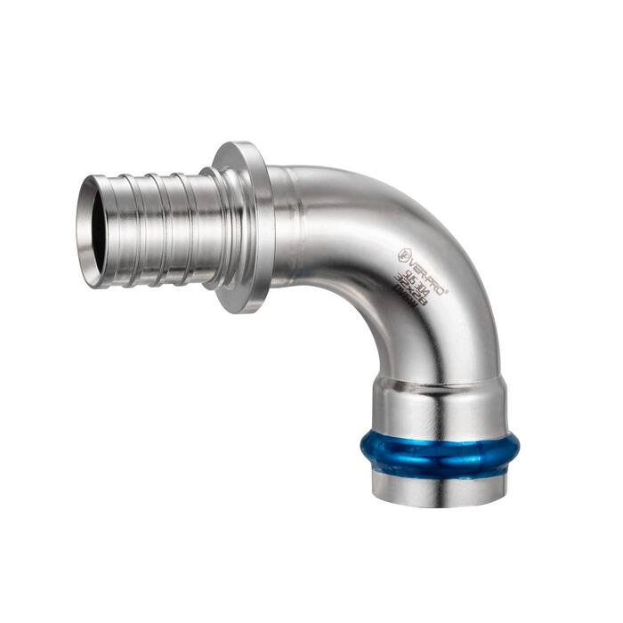 Уголок 90° переходной с надвижной гильзы под пресс нерж.сталь VIEIR (VPEL)