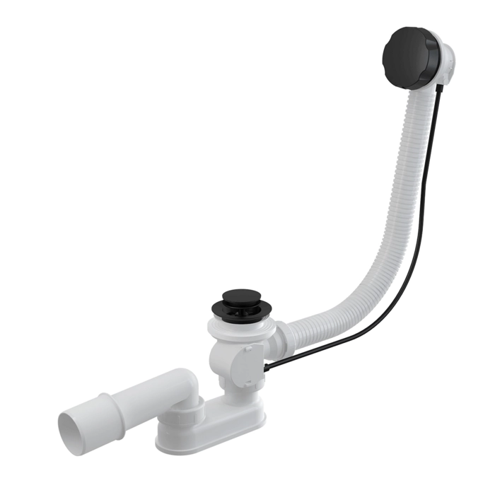 Сифон для ванны автомат комплект, черный-мат AlcaPlast A55BLACK