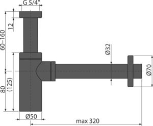 Сифон для умывальника DN32 DESIGN круглый, черный-мат AlcaPlast A400BLACK