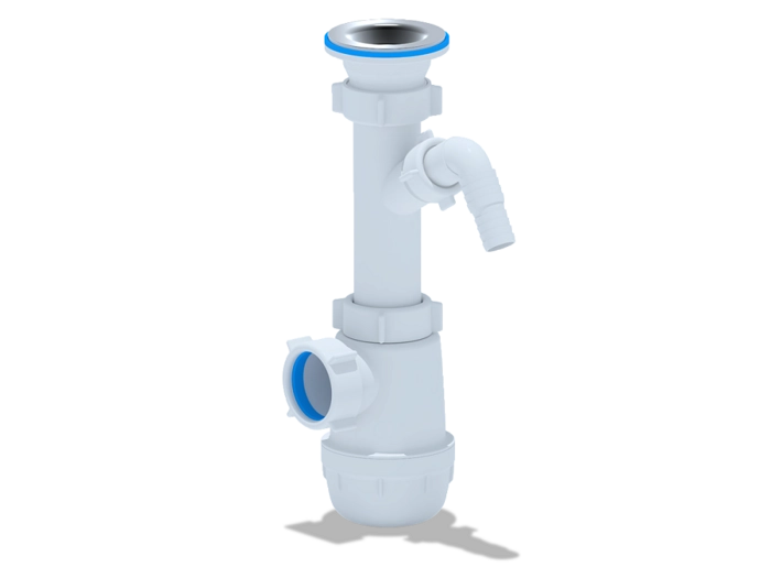 Сифон для мойки АНИПласт Грот A1000 1 1/2 дюйма 40 мм с отводом для стиральной машины (A1000)