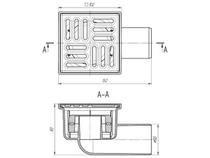 Трап для душа АНИПласт TQ5102 DN50 горизонтальный нерегулируемый с сухим затвором и решёткой из нержавеющей стали 100х100 мм (TQ5102)