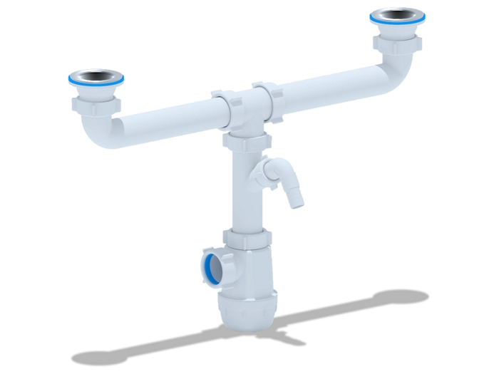 Сифон для мойки АНИПласт Грот A3500 1 1/2 дюйма 40 мм двойной с отводом для стиральной машины (A3500)
