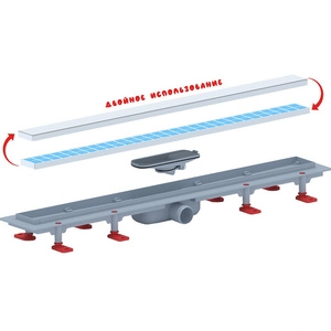 Трап линейный пластиковый АНИПласт TLQ1075 DN40 с сухим затвором и матовой решёткой под плитку МОЛ 750х62 мм (TLQ1075)
