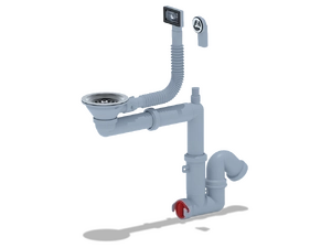 Cифон для мойки АНИ Пласт F серия F5345S 3 1/2 дюйма 40 мм смещенный с гибким переливом и отводом для стиральной машины (F5345S)