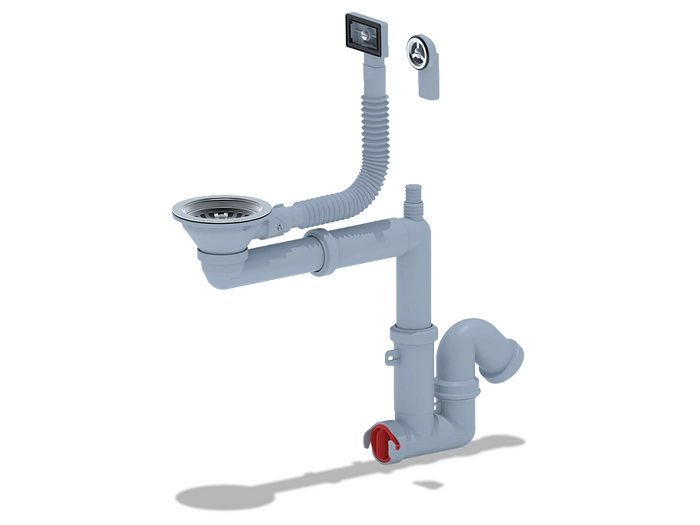 Cифон для мойки АНИ Пласт F серия F5345S 3 1/2 дюйма 40 мм смещенный с гибким переливом и отводом для стиральной машины (F5345S)