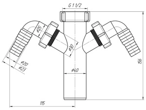 Отвод для стиральной и посудомоечной машины АНИПласт M145 двойной 1 1/2 дюйма х 40 мм (M145)