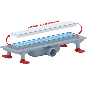 Трап линейный пластиковый АНИПласт TLQ1035 DN40 с сухим затвором и матовой решёткой под плитку МОЛ 350х62 мм (TLQ1035)