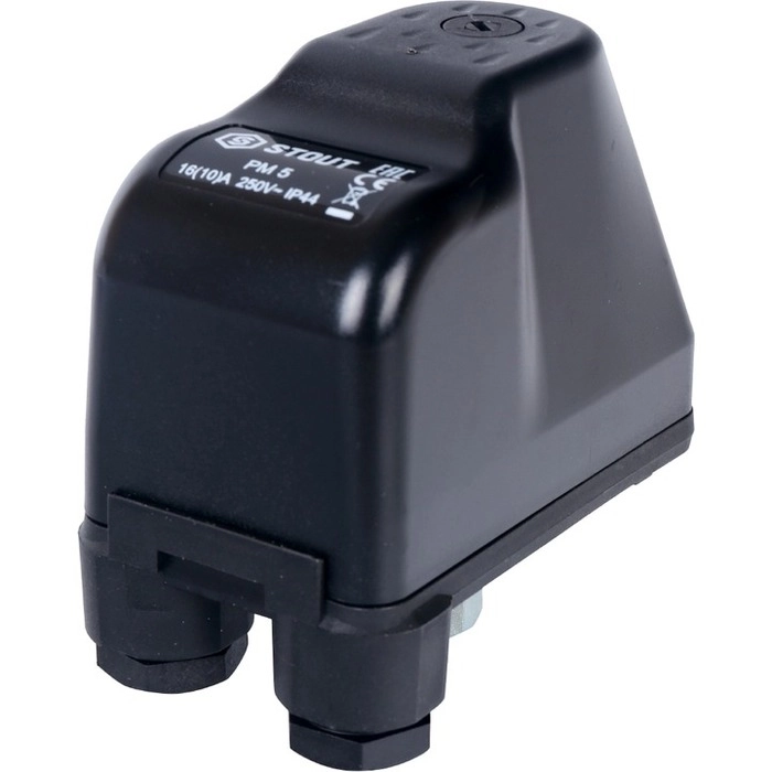 Реле давления для водоснабжения PM5G, 1-5 бар, 1/4", с накидной гайкой STOUT  ( SCS-0001-000005)