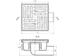 Трап для душа АНИПласт TA5112 горизонтальный нерегулируемый с выпуском 50 мм и решеткой из нержавеющей стали 150х150 мм (TA5112)
