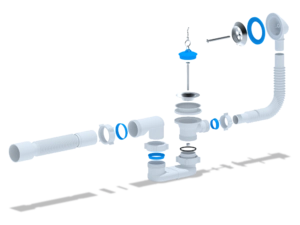 Сифон для ванны АНИПласт E055 1 1/2 дюйма плоский с переливом и гибкой трубой 40х50 мм (E055)