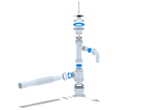 Cифон для раковины АНИПласт Юнг BM1315 1 1/4 дюйма 32 мм c отводом для стиральной машны и гибкой трубой 32х32/40 мм (BM1315)