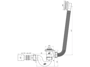 Сифон для ванны АНИПласт EC155S 1 1/2 дюйма 40 мм клик-клак с сеткой с переливом и гибкой трубой 40х50 мм (EC155S)