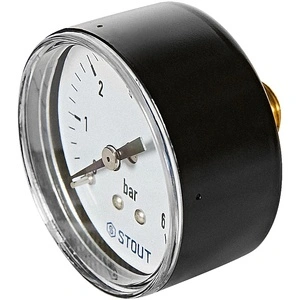 Манометр аксиальный STOUT корпус Dn 50 мм 1/4 , 0...6 бар, кл.2.5 (SIM-1009-500608)