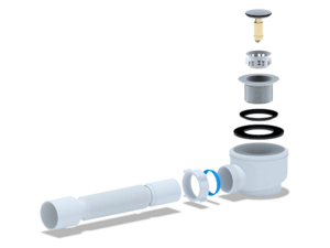 Сифон для душевого поддона АНИПласт E415CLS 1 1/2 дюйма 50 мм клик-клак с сеткой с гибкой трубой 40х50 мм (E415CLS)