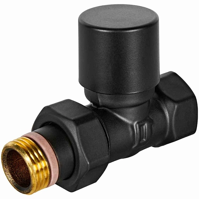 Клапан запорно-балансировочный STOUT Design черный, прямой 1/2 (SVLD-0001-000015B)