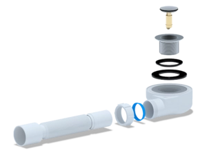 Сифон для душевого поддона АНИПласт E455CL 1 1/2 дюйма 50 мм клик-клак с гибкой трубой 40х50 мм (E455CL)