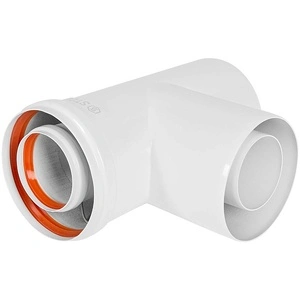 Конденсатоотводчик Т-образный традиц. коакс. D60(п-м)/100(п-м) STOUT с заглушкой и патрубком (SCR-6010-000021)