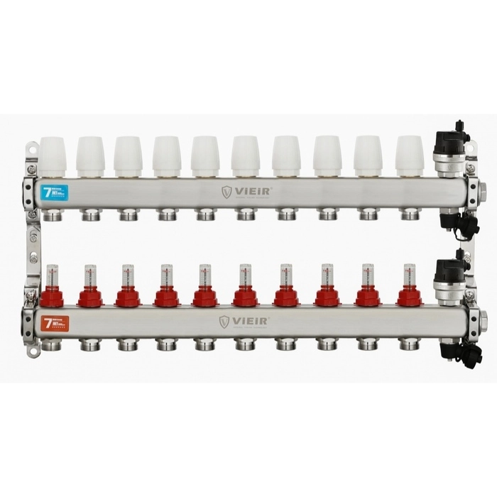 Коллектор из нержавеющей стали с расходомерами VIEIR 1"x3/4" (VR123-A)