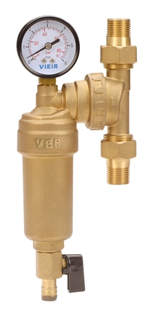 Фильтр свободного вращения с манометром для горячей воды VIEIR 1/2 (JH147)