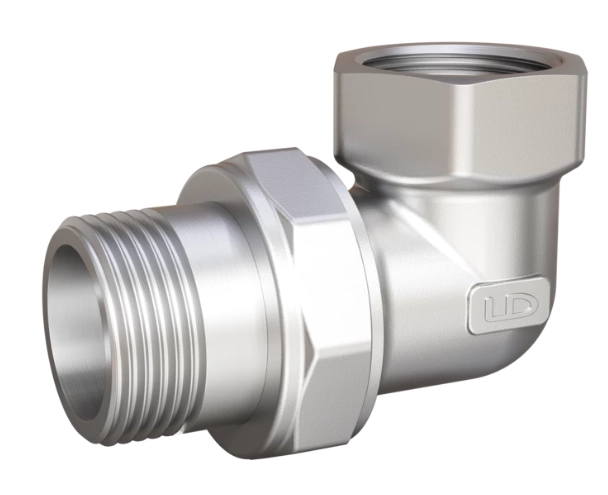 Сгон разъемный угловой LD Pride ВР/НР латунь НИКЕЛЬ