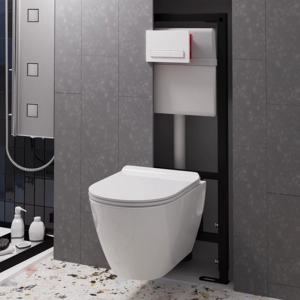 Набор инсталляции 50 см АНИПласт WN51400ART с безободковым унитазом, с сиденьем микролифт, белый матовый клавишей (WN51400ART)