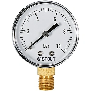 Манометр радиальный STOUT корпус Dn 50 мм 1/4  , 0...10 бар, кл.2.5 (SIM-1010-501008)