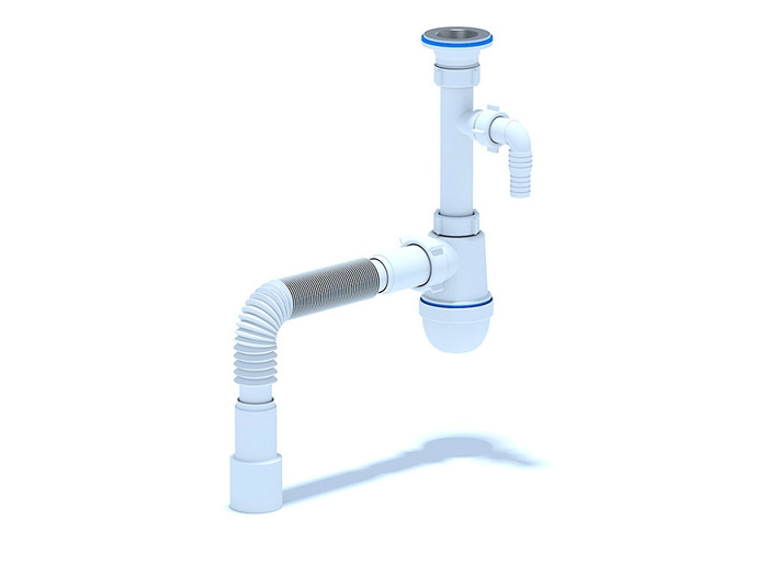 Сифон для раковины АНИПласт C1315 1 1/4 дюйма 40 мм с отводом для стиральной машины с гибкой трубой 40х40/50 мм (C1315)