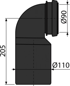 Колено стока, комплект DN90/110 AlcaPlast M906