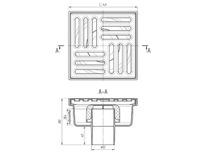 Трап вертикальный нерегулируемый АНИПласт TA5212 выпуск 50 мм с решеткой из нержавеющей стали 150х150 мм (TA5212)