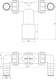 Двойной штуцер G1"/17-23 с обратными клапанами AlcaPlast P155Z