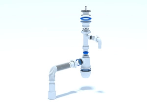 Сифон для мойки АНИПласт C0315 1 1/2 дюйма 40 мм с отводом для стиральной машины с гибкой трубой 40х40/50 мм (C0315)