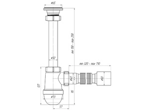 Сифон для раковины АНИПласт C1010 1 1/4 дюйма 40 мм с гибкой трубой 40х50 мм (C1010)