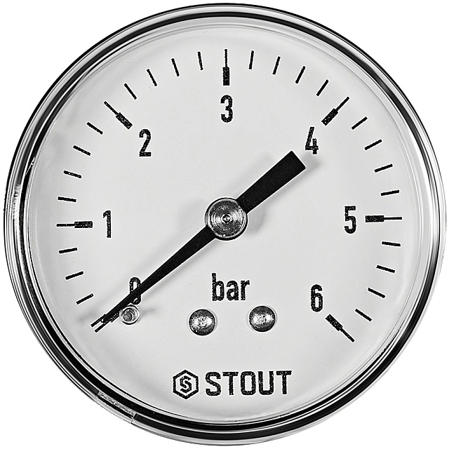 Манометр аксиальный STOUT корпус Dn 50 мм 1/4 , 0...6 бар, кл.2.5 (SIM-1009-500608)