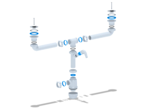 Сифон для мойки АНИПласт Грот A3500 1 1/2 дюйма 40 мм двойной с отводом для стиральной машины (A3500)