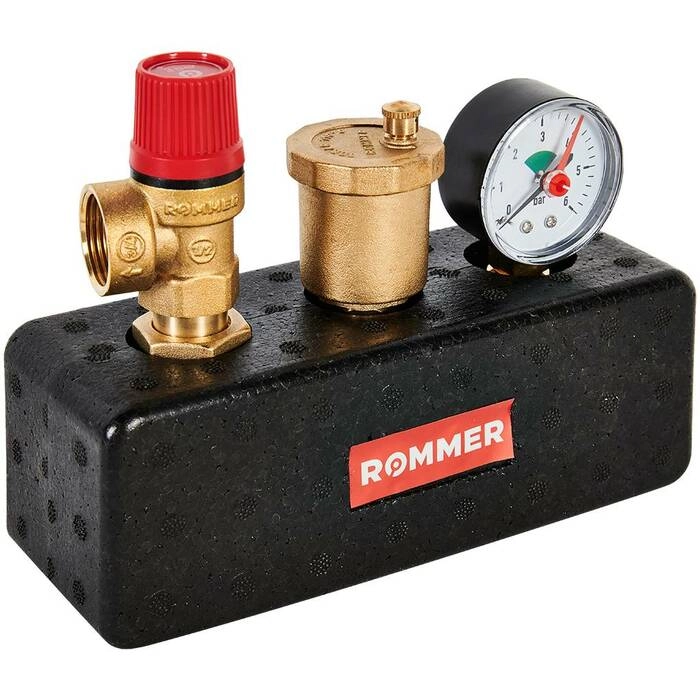 Группа безопасности котла ROMMER RVS-0004-055025 3 бар, 1  (до 50 кВт) (в теплоизоляции)