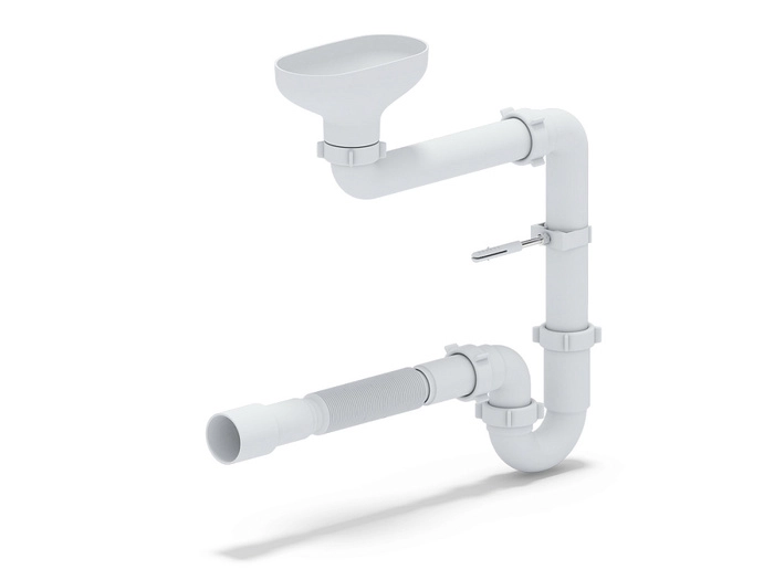 Сифон АНИ Пласт 1 1/2 дюйма 40 мм смещенный с разрывом струи с гибкой трубой 40х40/50 мм (DR5015)