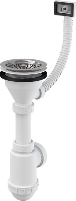 Сифон для мойки с нержавеющей peшeткой DN115, гофропереливом AlcaPlast A447-DN50/40