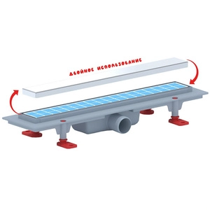 Трап линейный пластиковый АНИПласт TLQ1045 DN40 с сухим затвором и матовой решёткой под плитку МОЛ 450х62 мм (TLQ1045)