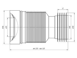 Удлинитель гибкий для унитаза АНИПласт K828R выпуск 110 мм 230-530 мм (K828R)