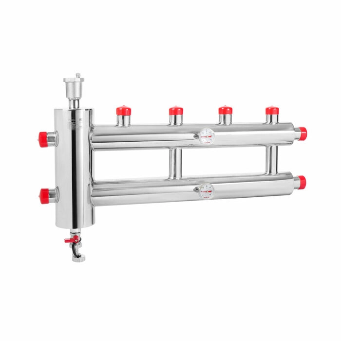 Гидравлический разделитель с воздухоотводчиком, совмещенный с коллектором 2+1 выхода VIEIR (HS2.1A)