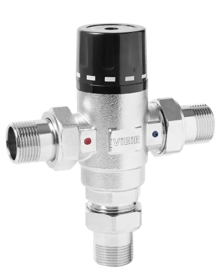 Термостатический смесительный клапан VIEIR 1/2" 35-60°С с американками (VR173)