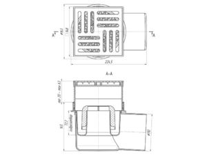Трап для душа АНИПласт TA1610 горизонтальный регулируемый с выпуском 110 мм и пластиковой решеткой 150х150 мм (TA1610)