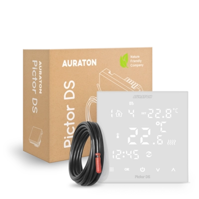 Встраиваемый проводной недельный регулятор температуры Auraton PICTOR DS, белый