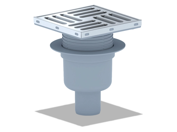 Трап для душа АНИПласт TQ5712 DN50 вертикальный регулируемый с сухим затвором и решёткой из нержавеющей стали 150х150 мм (TQ5712)